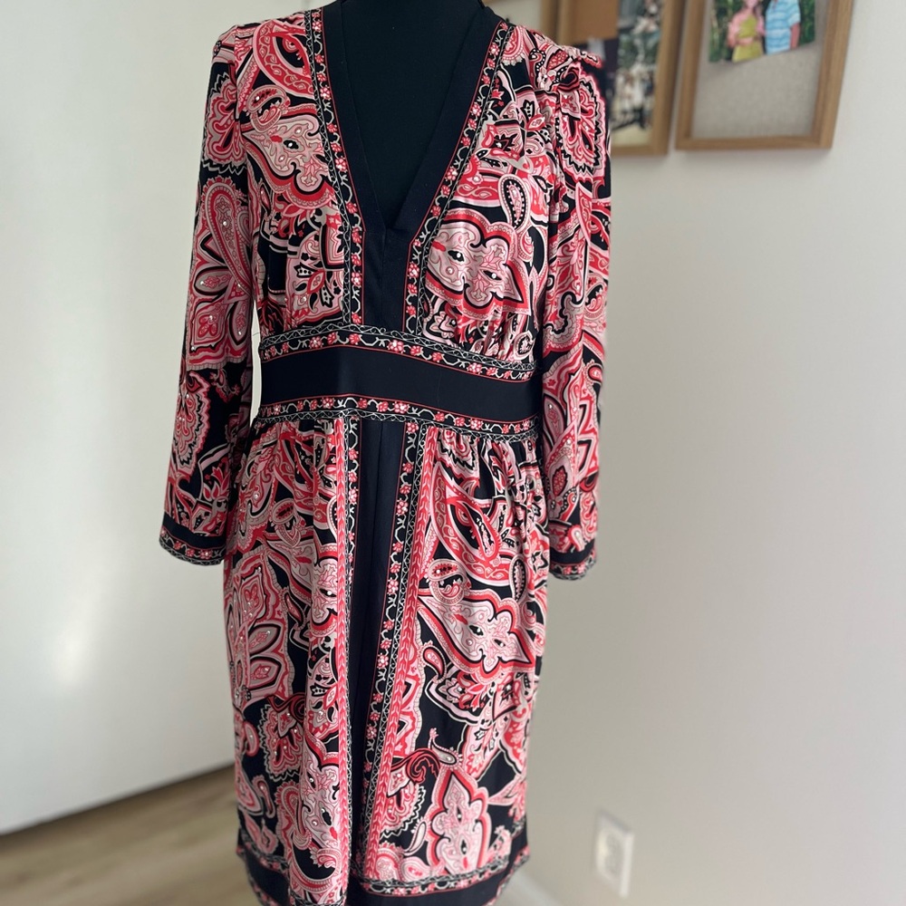 INC International Concepts Red and Black Paisley Dress